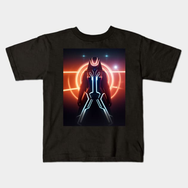 Tron Themed T-Shirt Kids T-Shirt by MeatLuvers